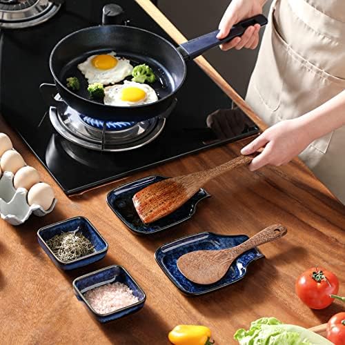 vancasso Stern Spoon Rest for Kitchen, Square Ceramic Spoon Holder for