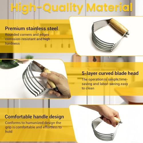 3 PCS Dough Pastry Cutter Scraper Blender Set with Stainless Steel