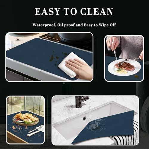 BLESWIN Faux Leather Placemats, PU Dining Table, Waterproof and Oil