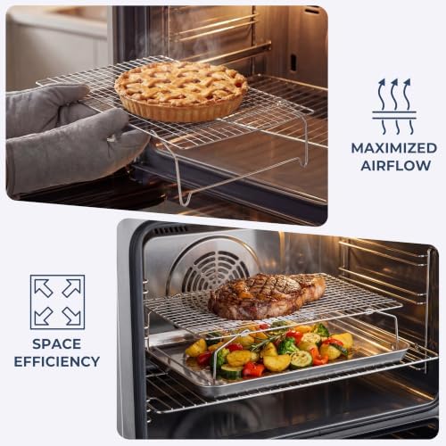 E-far Cooling Rack 15”x10”, 3-Tier Collapsible for Cooking and Baking
