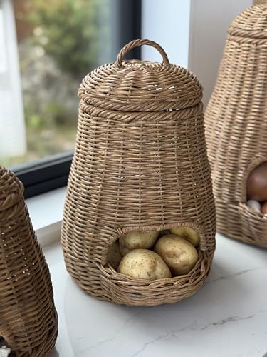 KOUBOO Wicker Onion Storage Basket with Lid, Kitchen Organizer Medium