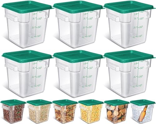 Yungyan 6 Pcs Commercial Food Storage Containers 4 Qt Square Acrylic