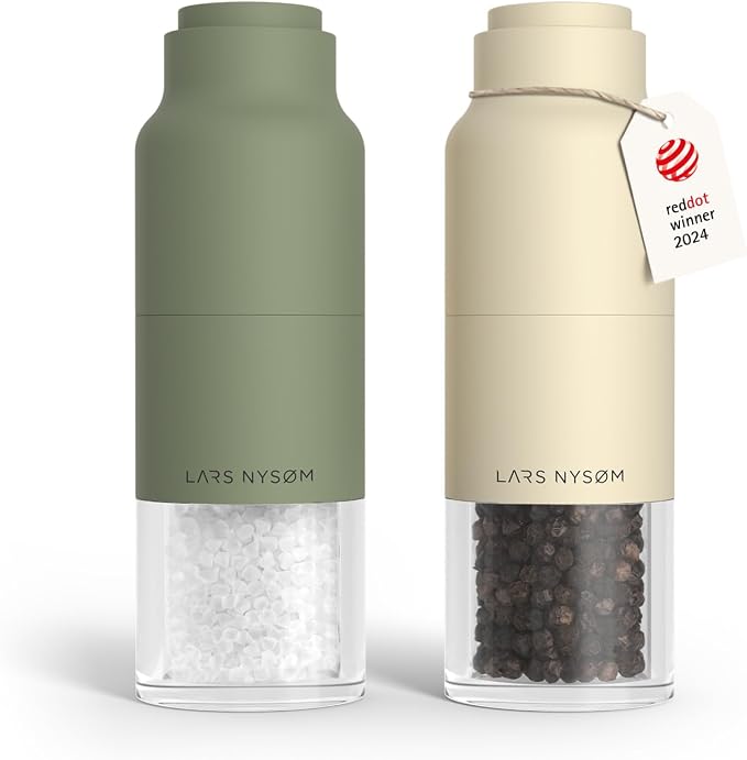 LARS NYSØM Salt and Pepper Grinder Set, Stainless Steel Manual Salt and Pepper by LN