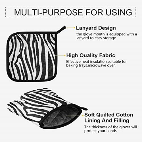 QMXO Animal Zebra Skin Stripes Pattern Oven Mitts Quilted Cotton