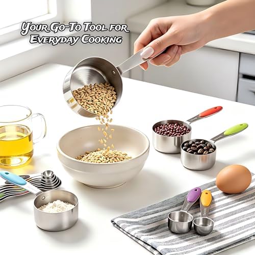 Stainless Steel Measuring Cups and Spoons Set for Home Bakers & Cooks