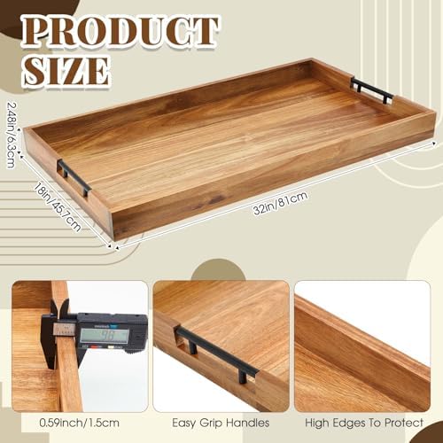 Blushtier 32 x 18 Inch Extra Large Wood Serving Ottoman Tray, Square