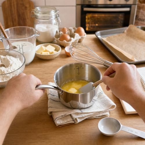 Mini Sauce Pan with Lid, Tri-Ply Stainless Steel Pot with Stay-Cool