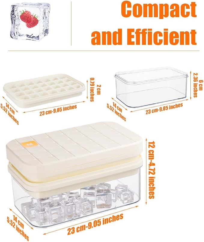 Brigii Ice Cube Tray with Lid&Bin, Ice Cube Mold with 56 Cubes, Stackable Ice - Image 2