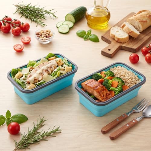 4 Pack 40oz Collapsible Food Storage Containers Marinating Container