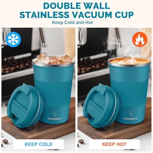 MOMSIV 12oz Travel Coffee Mug, Insulated Coffee Cup with Leak Proof