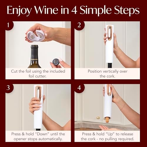 Electric Wine Opener Battery Operated with Stand and Built-in Foil