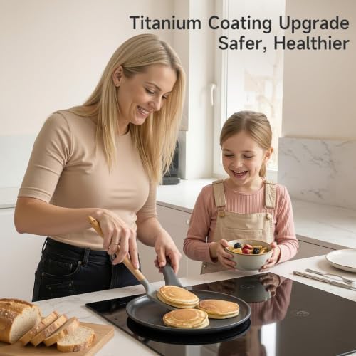 JEETEE Nonstick Crepe Pan, 9.5 Inch Titanium Pancake Pan