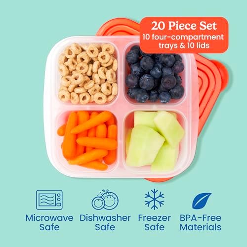 Bentgo Easyboxes 4-Compartment Snack Containers, 10-Pack
