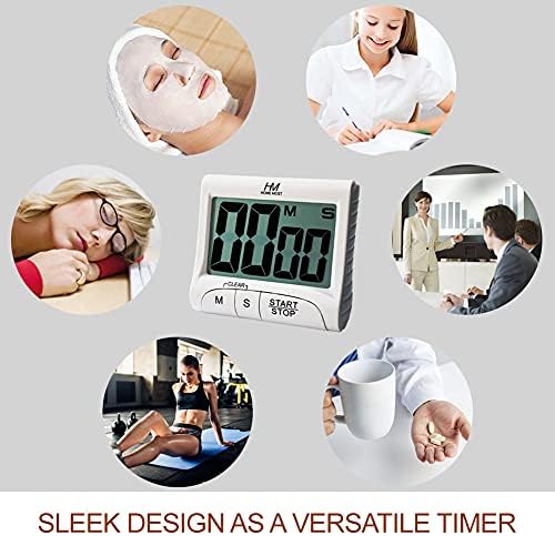 3" Large Display Kitchen Timer, White