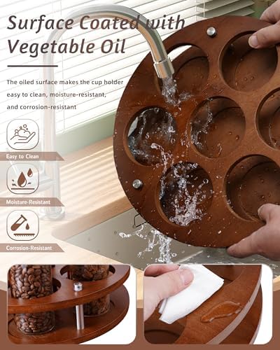 Rotating Wood Tumbler Organizer, 30 oz 40 oz Spinning Turnable