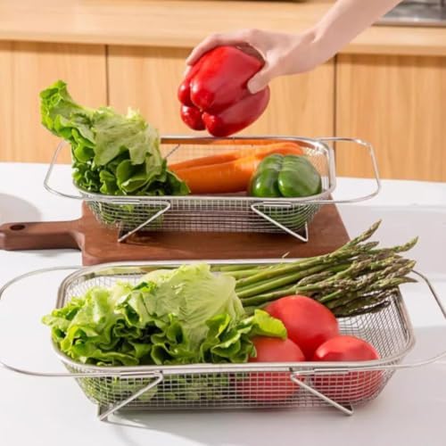 Stainless Steel Over-The-Sink Colander Strainer Basket, Expandable