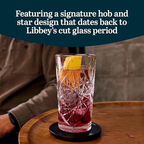 Libbey Hobstar Cooler Cut Glass Drinking Glasses Set of 4