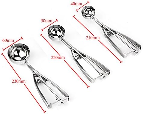 Ice Cream Scoop, Danibos 3PCS Stainless Steel With Trigger Cookie
