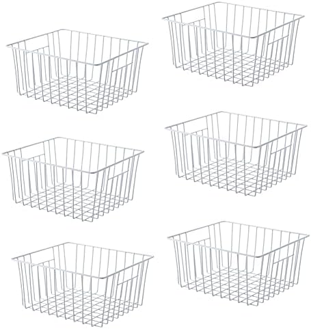 Upright Freezer Organizer Baskets, 6 Pcs, White