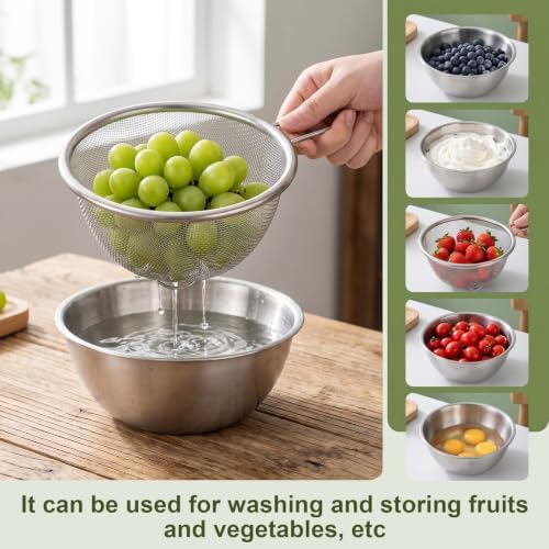 Mini Colander Food Strainer, Mixing Strainer Bowl with Scale