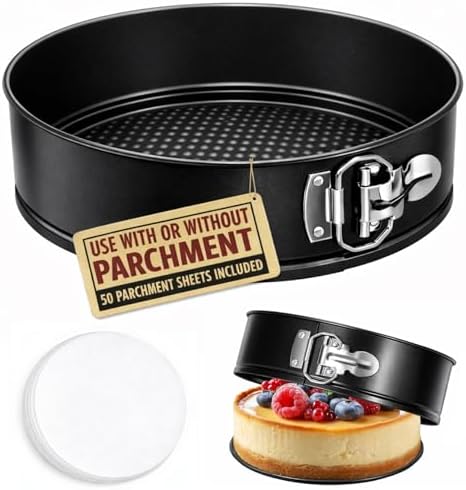 9 Inch Springform Pan 50Pcs Parchment Paper Cheesecake Nonstick Baking