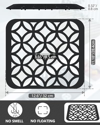 2 Pack Small Silicone Sink Mat for Kitchen Sink, Feng-Shui-Coin Black