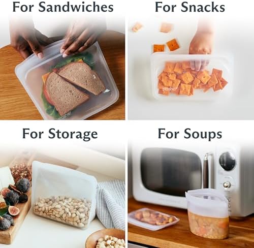 Stasher Premium Reusable Silicone Storage Bags, 4-Pack Starter Kit