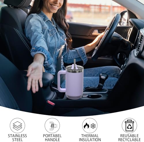 40 oz Tumbler with Handle,Tumbler with Lid and Straw,Double Wall