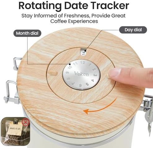 Veken Coffee Canister, Airtight Stainless Steel Food Storage