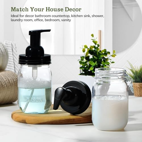 Amolliar Plastic Mason Jar Foaming Soap Dispenser with Pump Lid,16OZ