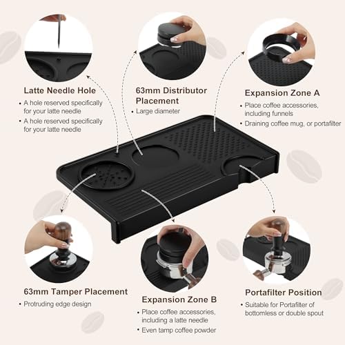 VOCOSTE Espresso Tamping Mat, Non-Slip, Protect Countertop, Black