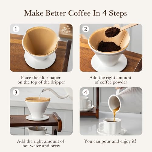 Pour Over Coffee Maker Set, 22OZ Ceramic Dripper