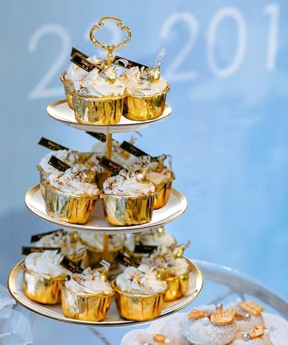 Frcctre Set of 2 Ceramic Cupcake Stand, 3+2 Tier Porcelain Dessert