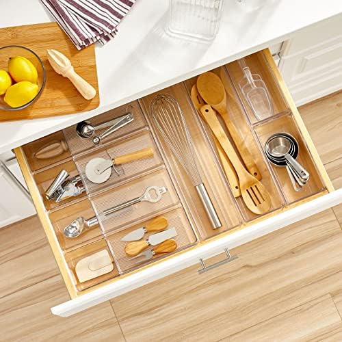 mDesign Plastic Kitchen Drawer Organizer Tray Set - Horizontal Storage