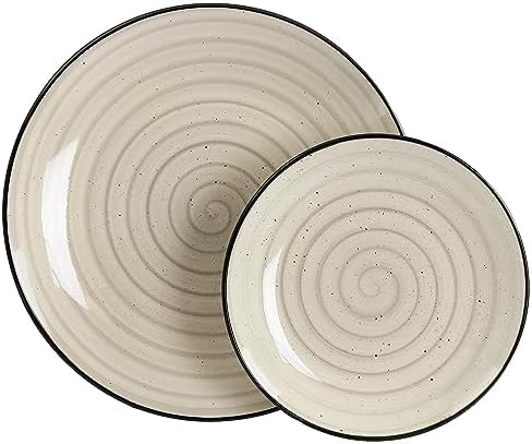 Elama Gia 24 Piece Stoneware Dinnerware Set (Cream)