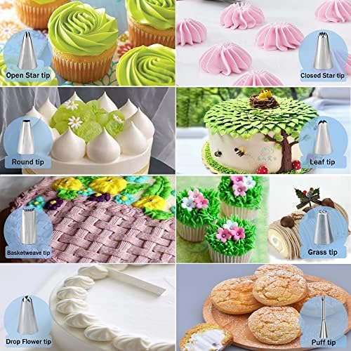 Makmeng Piping Bags and Tips Set - 50Pcs Cake Decorating Supplies Kit