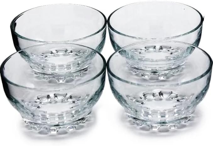 BOHEM'S Clear Glass Bowls Set for Kitchen, Small Serving Bowls for