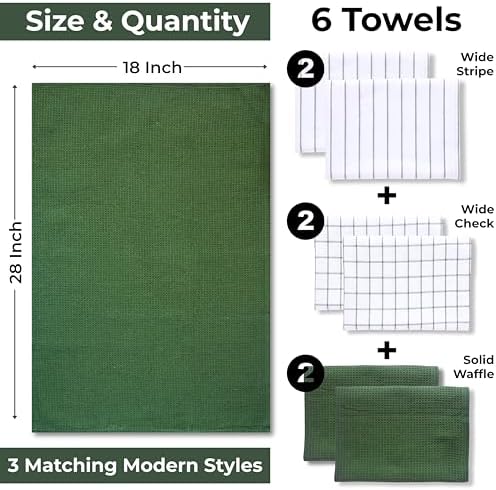 Cotton Dish Towels For Kitchen Drying - Highly Absorbent Wide Sage
