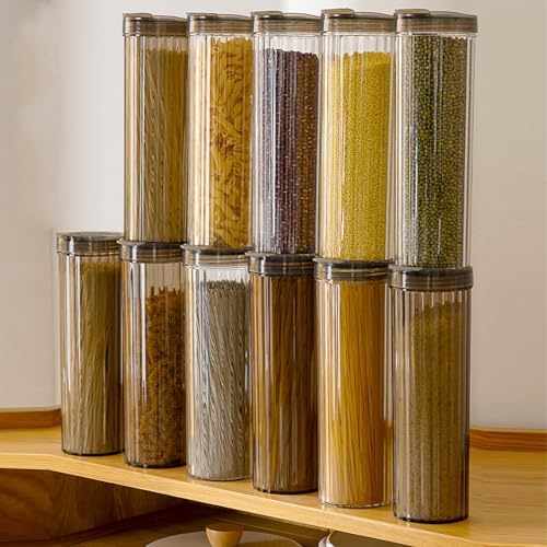 Clear Plastic Pasta Storage Container with Lid, Airtight Spaghetti