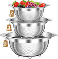 Colander, Stainless Steel Colander for Kitchen, 3Pcs Kitchen Gadget
