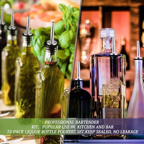 Chengu 72 Pcs Metal Pour Spout for Liquor Bottles, Silver