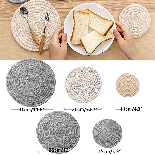 Zhiheng 5 Pack Round Coaster Potholder Cotton Braided Trivets Coffee