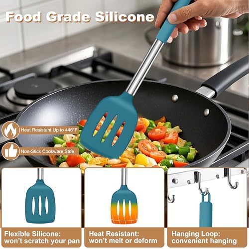 LIANYU Silicone Kitchen Utensils, 6 Pcs Cooking Utensils Spatula Set