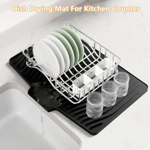 Dish Drying Mat, Silicone Dish Drying Mat for Kitchen Counter