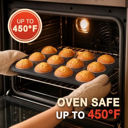 Parmedu 12 Cups Carbon Steel Muffin Pan Set with 200 Cupcake Liners, 2