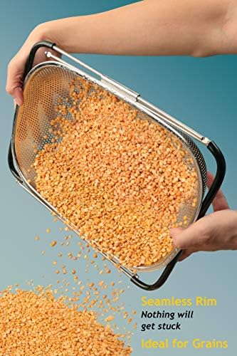 Over the Sink Strainer, Stainless Steel Kitchen Colander with