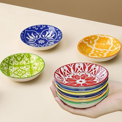 6 Pcs Ceramic Dipping Sauce Bowls, 3 oz Sauce Dishes Soy Sauce