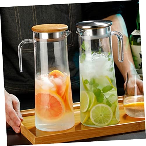 Acrylic Pitcher Elegant with Lid 1.2l Stainless Steel Wood Classic