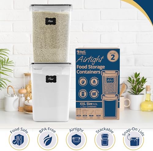 Reli. Airtight Food Storage Containers Stackable 8.5L Flour Sugar