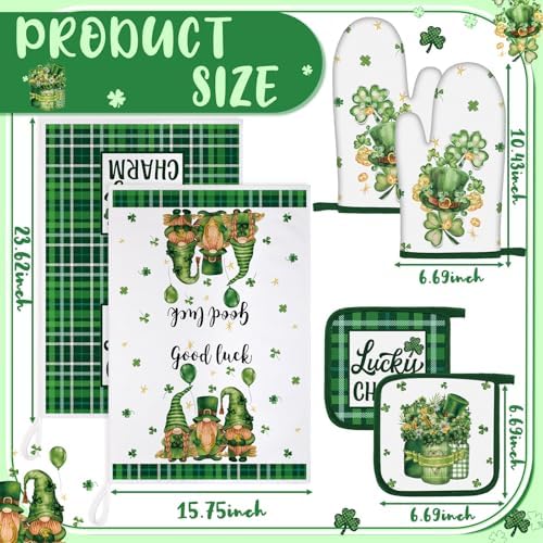 Bencailor 6 Pcs St. Patrick's Day Kitchen Decor Set Kitchen Towels